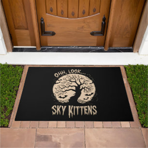 Oh Look Sky Kittens Halloween Funny Bats Lover Doormat