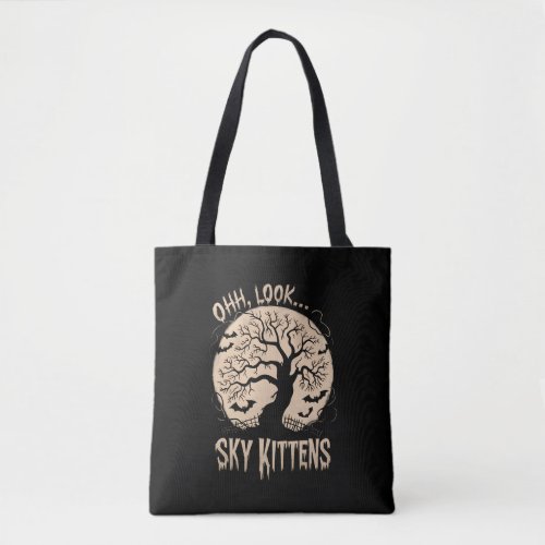 Oh Look Sky Kittens Halloween Funny Bats Lover Tote Bag