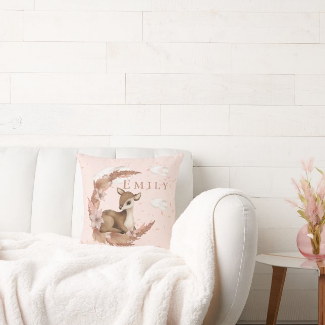 Oh, lovely Deer & Clouds Stars Nursery Throw Pillow (Couch)