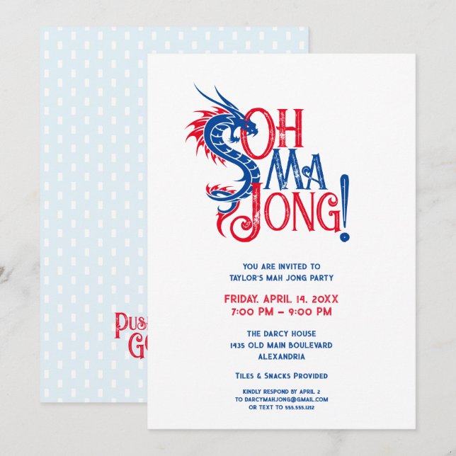 Oh Mah Jong! | Mah-Jongg Invitation (Front/Back)