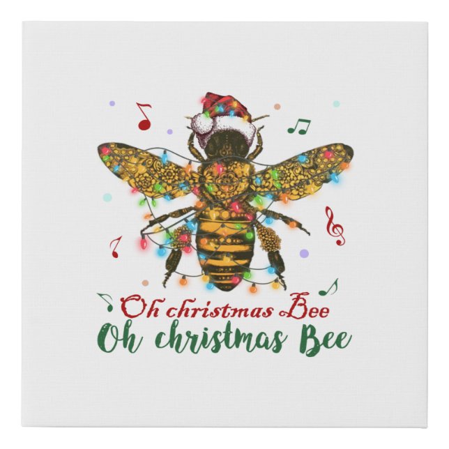 Oh Merry Christmas Bee Gifts Faux Canvas Print (Front)