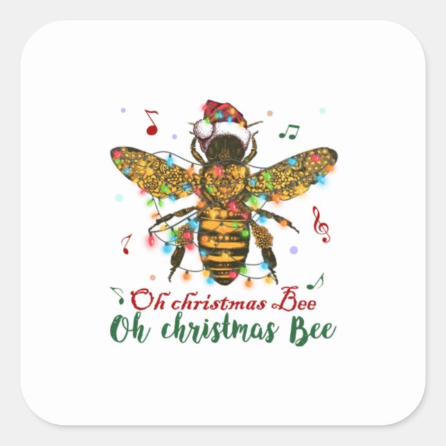 Oh Merry Christmas Bee Gifts Square Sticker (Front)