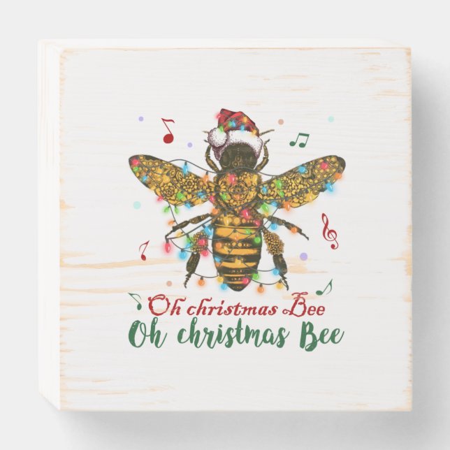 Oh Merry Christmas Bee Gifts Wooden Box Sign (Front Horizontal)