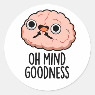 Oh Mind Goodness Funny Brain Pun Classic Round Sticker