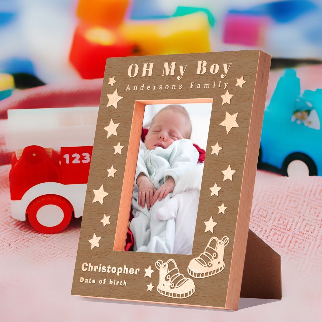 Oh My Boy Baby  Engraved Frames (Oh My Boy Wood Etched Personalized Frame.)