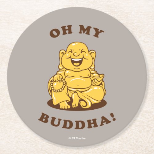 Oh My Buddha Round Paper Coaster