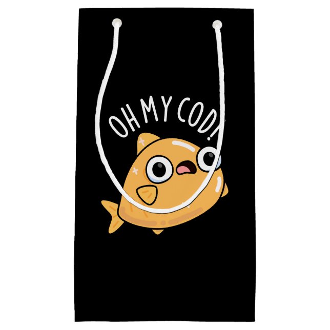 Oh My Cod Funny Fish Pun Dark BG Small Gift Bag (Front)
