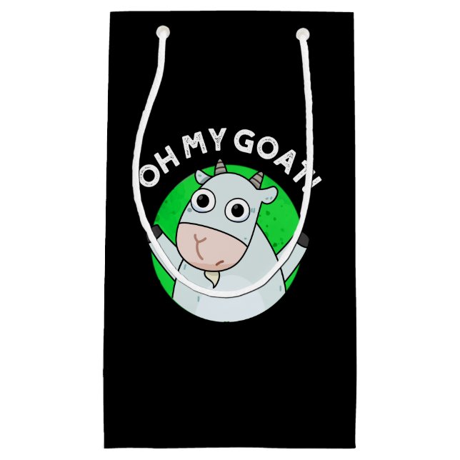 Oh My Goat Funny Animal Pun Dark BG Small Gift Bag (Front)