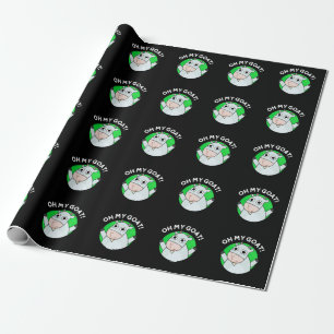 Oh My Goat Funny Animal Pun Dark BG Wrapping Paper