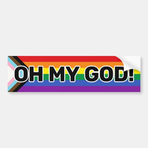 Oh My God Black Gay Progress Pride Funny Bumper Sticker