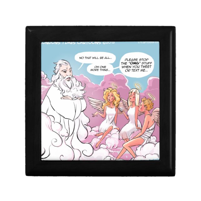 Oh My God (OMG) Angels Text Funny Jewelry Box (Front)