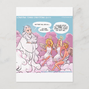 Oh My God (OMG) Angels Text Funny Postcard