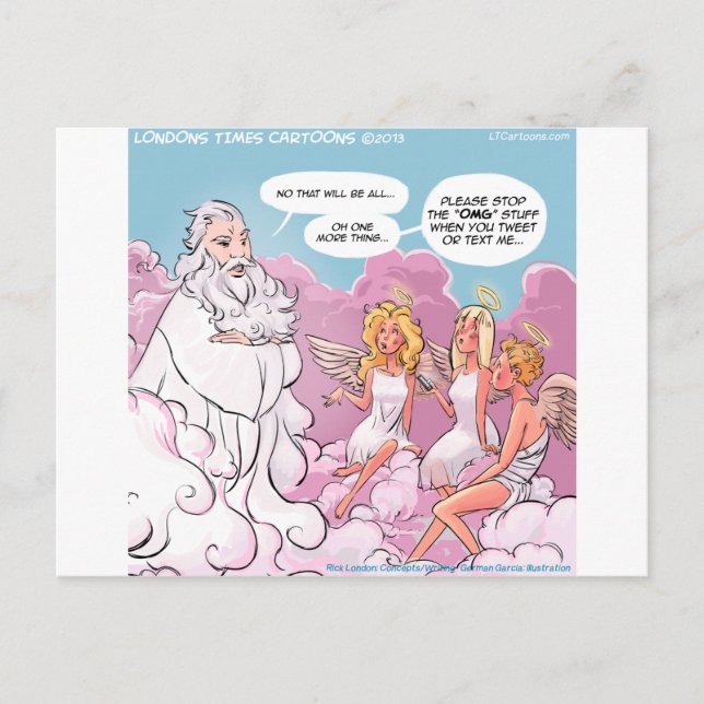 Oh My God (OMG) Angels Text Funny Postcard (Front)