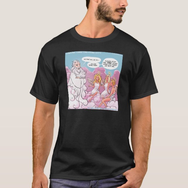 Oh My God (OMG) Angels Text Funny T-Shirt (Front)