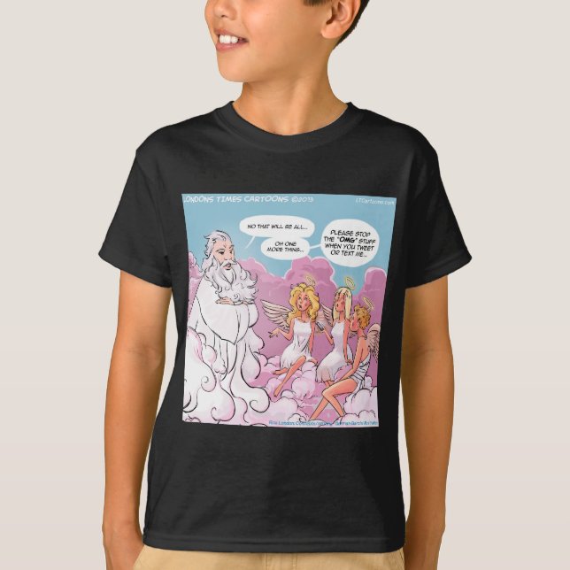 Oh My God (OMG) Angels Text Funny T-Shirt (Front)