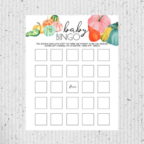 Oh My Gourd _ Baby Shower Baby Bingo Game