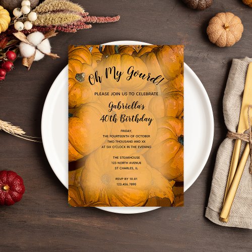 Oh My Gourd Fall Birthday Party Invitation