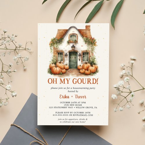 Oh My Gourd  Housewarming Party Halloween Party  Invitation