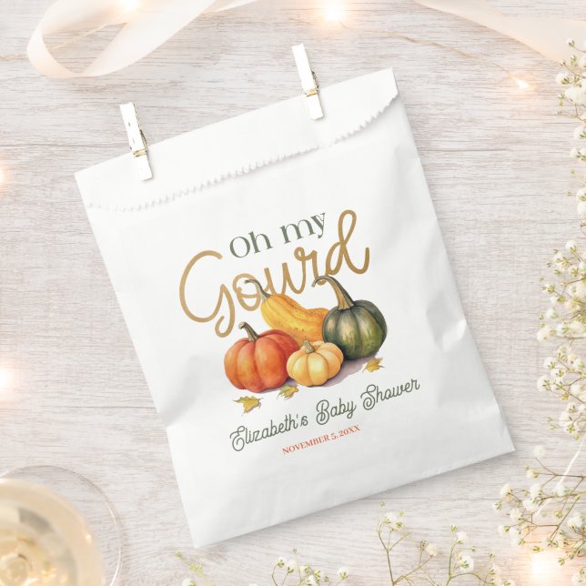 Oh My Gourd Little Pumpkin Baby Shower Favor Bag (Clipped)