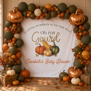 Oh My Gourd Pumpkin Baby Shower Fabric Backdrop