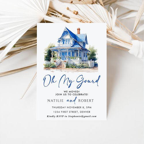 Oh My Gourd Sweet Blue Home Housewarming Party Invitation