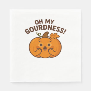 Oh My Gourdness! – Surprised Pumpkin Kawaii Art Cl Napkins
