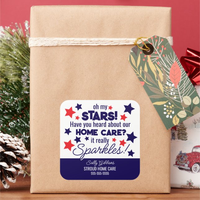 Oh My Stars - Sparkling Home Care caregiver Square Sticker (Holiday)