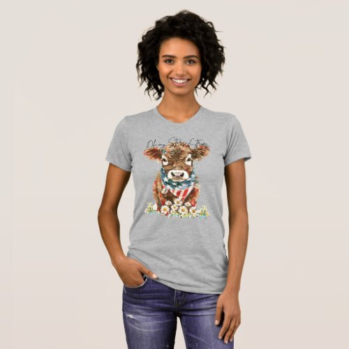 Oh My Stars  Stripes Highland Cow PNG T_Shirt