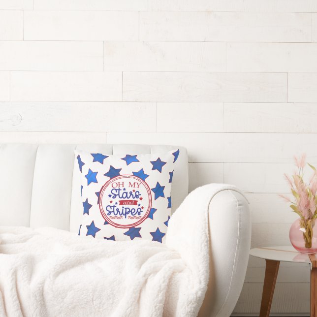 Oh My Stars & Stripes with Stars Throw Pillow (Couch)