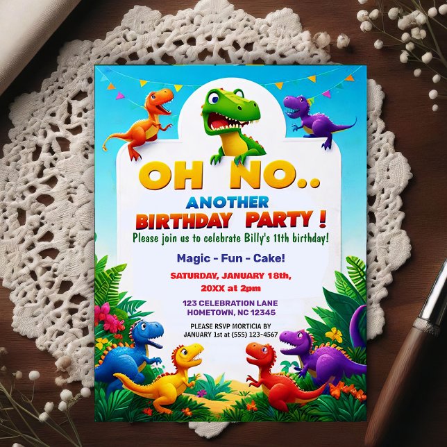 Oh No! Another Dinosaur Themed Birthday Party  Postcard (Creator Uploaded)
