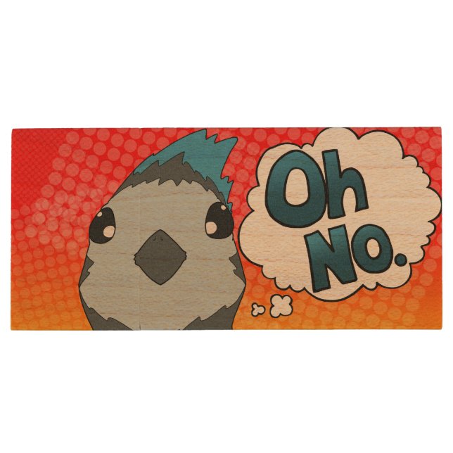 Oh No Bird Wood Flash Drive (Back)