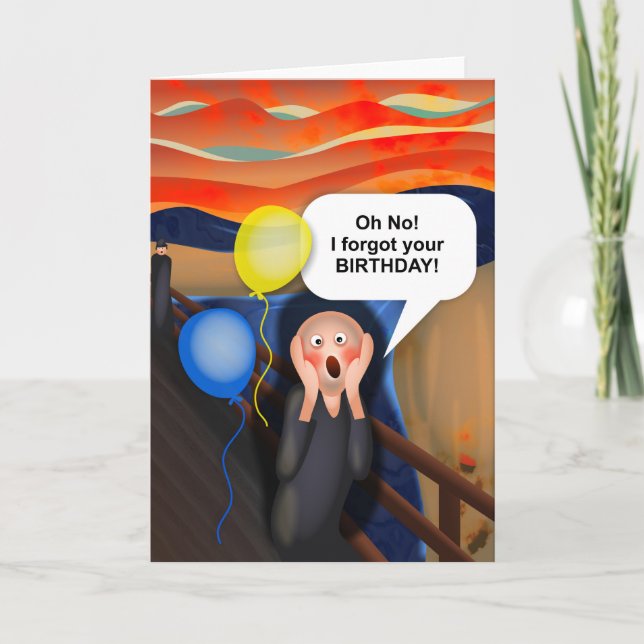 Oh No i Forgot Your Birthday The Scream Parody Card (Front)