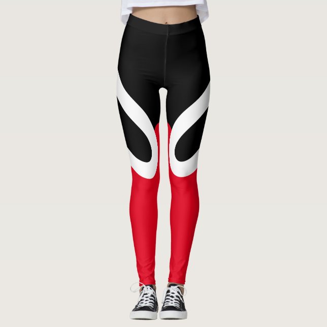 "OH-OH" Black/White/Red Leggings (Front)