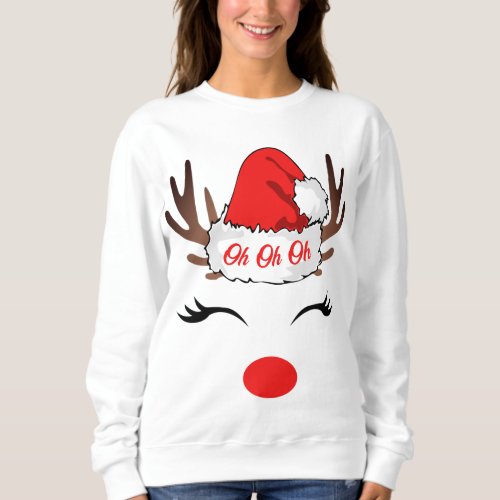Oh Oh Oh Ugly White Reindeer Christmas Sweatshirt