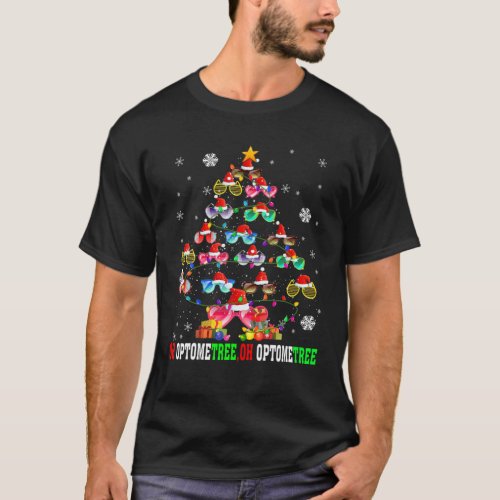 Oh Optometree Xmas Tree Lights Santa Sunglasses Op T_Shirt