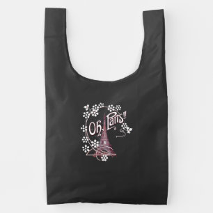 Oh Paris Eiffel Tower White Daisy Flowers Reusable Bag