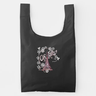 Oh Paris Eiffel Tower White Daisy Flowers Reusable Bag