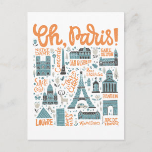 Oh, Paris!   Town Typography Postcard