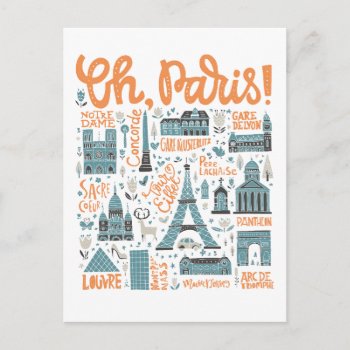 Oh  Paris! | Town Typography Postcard by adventurebeginsnow at Zazzle