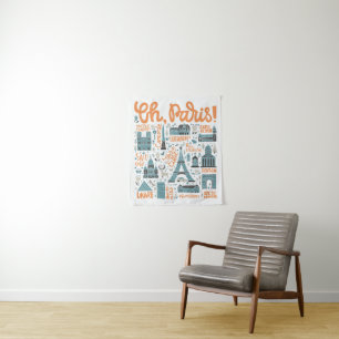 Oh, Paris!   Town Typography Tapestry