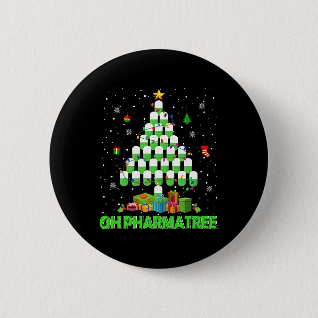 Oh Pharmatree Christmas Tree Pharmacy Medication P Button (Front)