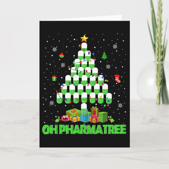 Oh Pharmatree Christmas Tree Pharmacy Medication P Card (Front)
