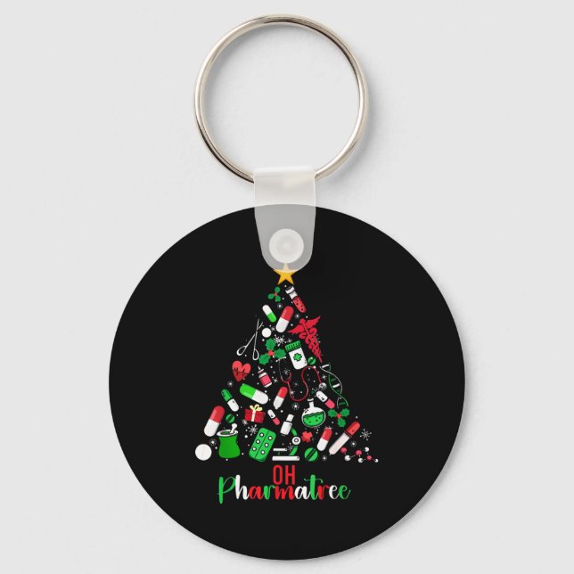 Oh Pharmatree Pharmacy Christmas Pharmacist Tech M Keychain (Front)