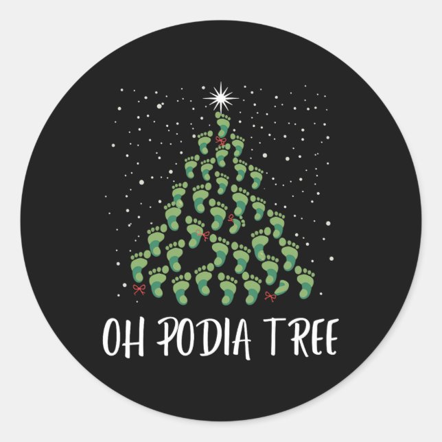 Oh Podiatree Funny Tree Foot Christmas Staff Squad Classic Round Sticker (Front)