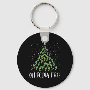 Oh Podiatree Funny Tree Foot Christmas Staff Squad Keychain