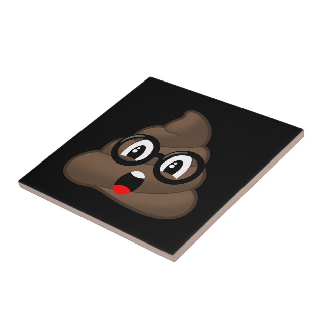 Oh Poop Emoji w/Glasses Ceramic Tile (Side)