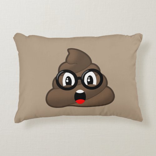 Oh Poop Emoji wGlasses Decorative Pillow