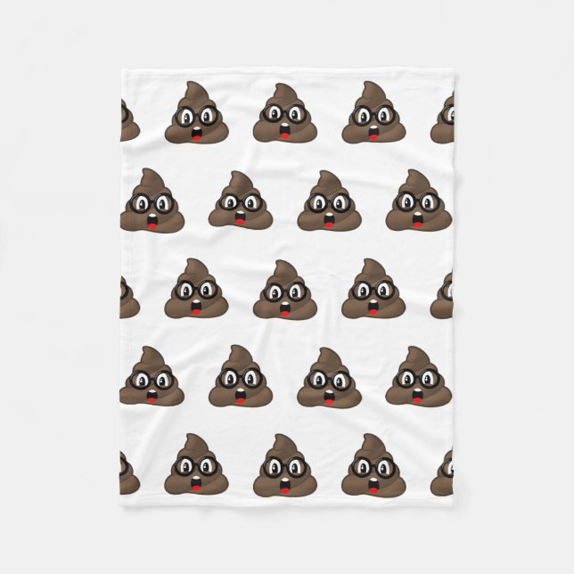 Oh Poop Emoji w/Glasses Fleece Blanket (Front)
