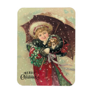 Oh! Puppy Stay Warm It's Snowing! Christmas  Magnet