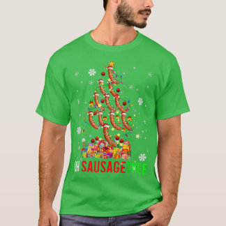 Oh Sausage Tree Funny Xmas Tree Light Santa Sausag T-Shirt